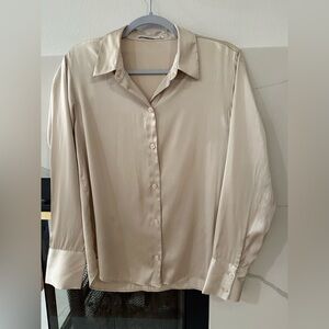 Abercrombie Gold Satin button down top